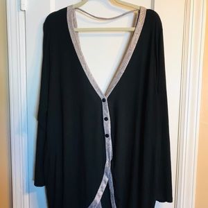 AshleyStewart Black/Silver DeepPlunge LowBack Top